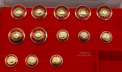 Set of 13 handmade 925 sterling silver sun face design buttons for men's coat or suit by TRIBAL ORNAMENTS.