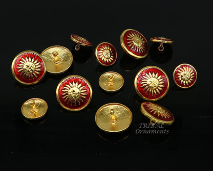 Set of 13 handmade 925 sterling silver sun face design buttons for men's coats or suits by TRIBAL ORNAMENTS.