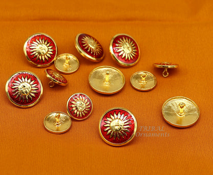 Set of 13 handmade 925 sterling silver sun face design buttons for men's coat or suit by TRIBAL ORNAMENTS.