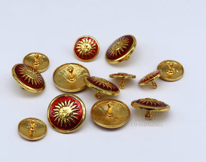 Set of 13 handmade 925 sterling silver sun face design buttons by Tribal Ornaments for men's coat or suit accessories.