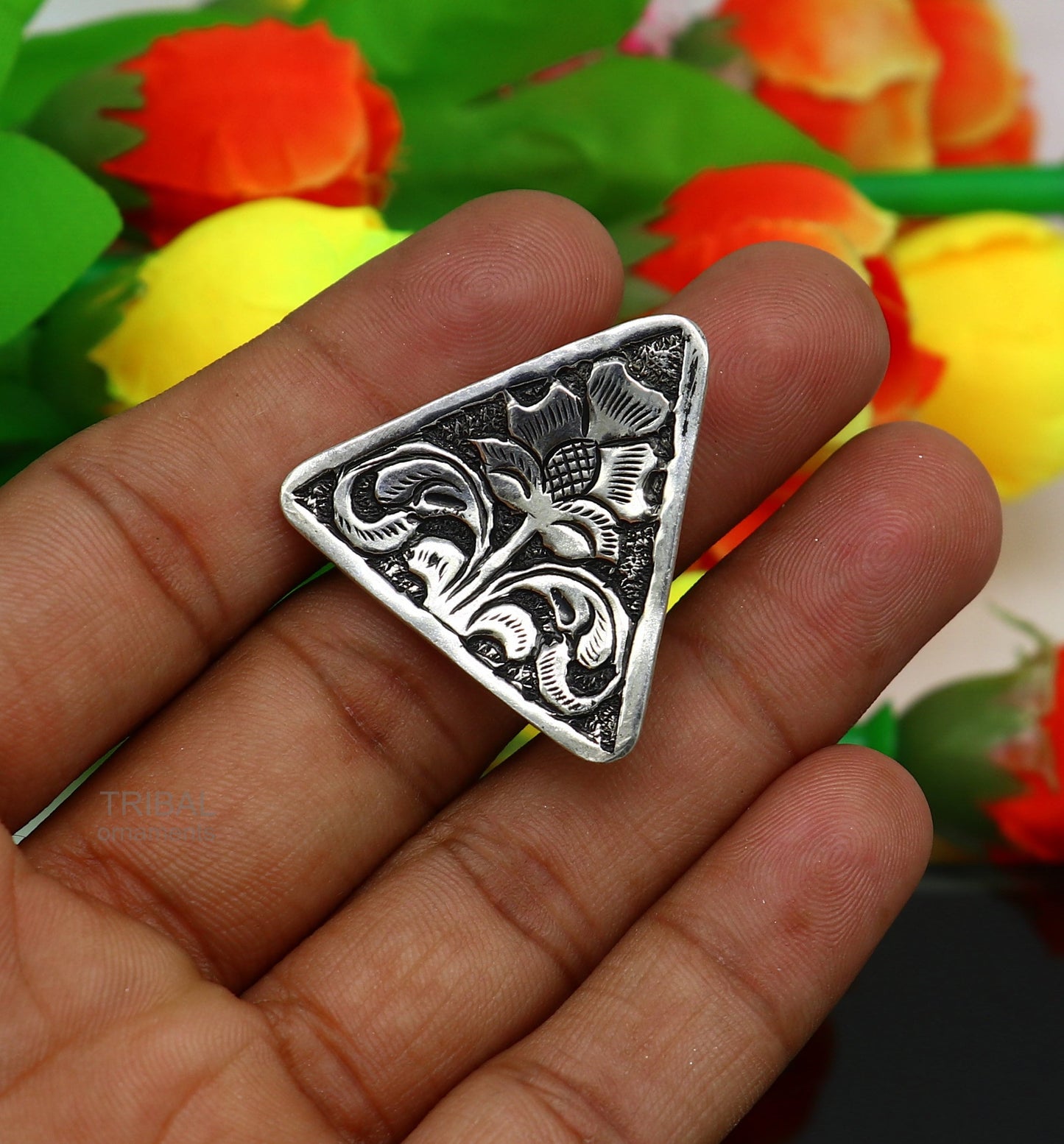 925 sterling silver handmade gorgeous triangle shape adjustable ring band, unisex stylish gifting chitai work tribal ethnic jewelry sr301 - TRIBAL ORNAMENTS