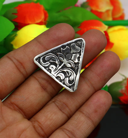 925 sterling silver handmade gorgeous triangle shape adjustable ring band, unisex stylish gifting chitai work tribal ethnic jewelry sr301 - TRIBAL ORNAMENTS