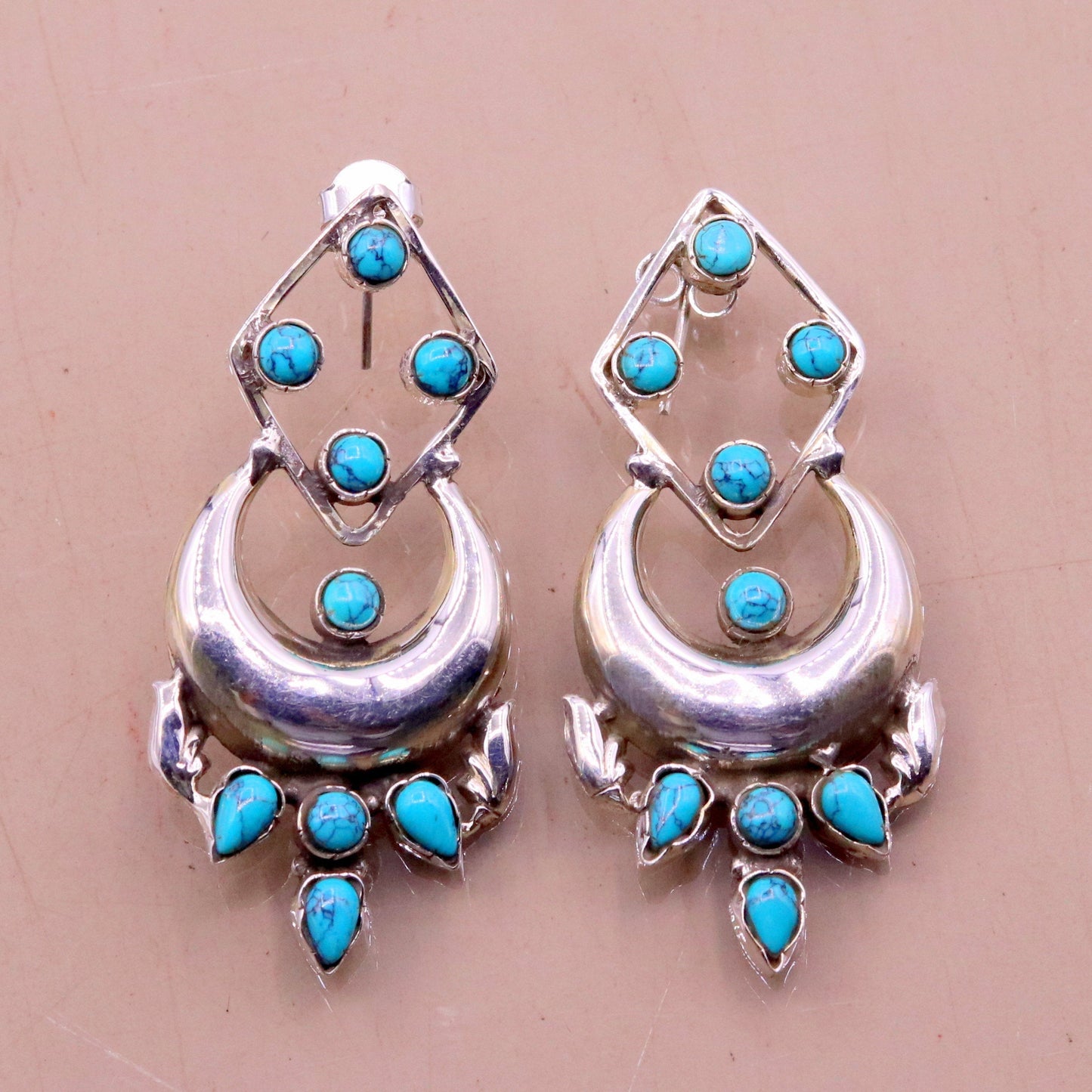 925 Sterling silver handmade gorgeous turquoise stone stud earring drop dangle customized personalized jewelry, best gift for girl's s744 - TRIBAL ORNAMENTS