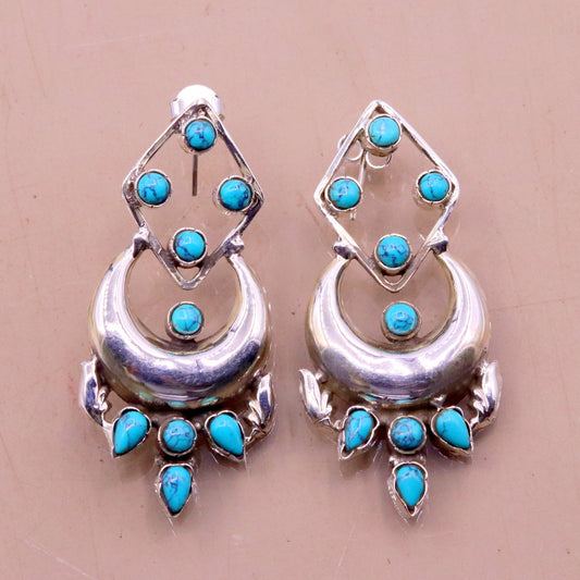 925 Sterling silver handmade gorgeous turquoise stone stud earring drop dangle customized personalized jewelry, best gift for girl's s744 - TRIBAL ORNAMENTS