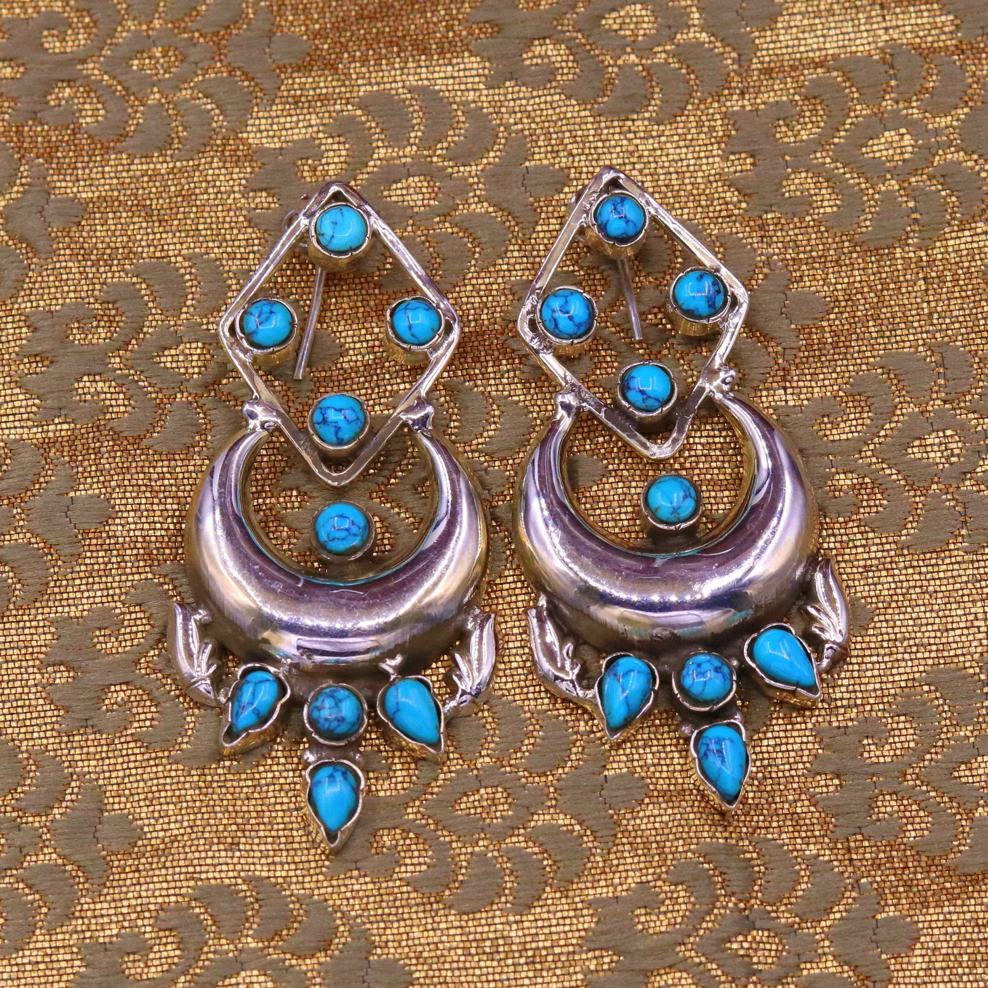 925 Sterling silver handmade gorgeous turquoise stone stud earring drop dangle customized personalized jewelry, best gift for girl's s744 - TRIBAL ORNAMENTS