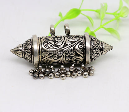 925 sterling silver handmade gorgeous vintage customized design amulet charm pendant, excellent tribal personalized jewelry necklace nsp422 - TRIBAL ORNAMENTS