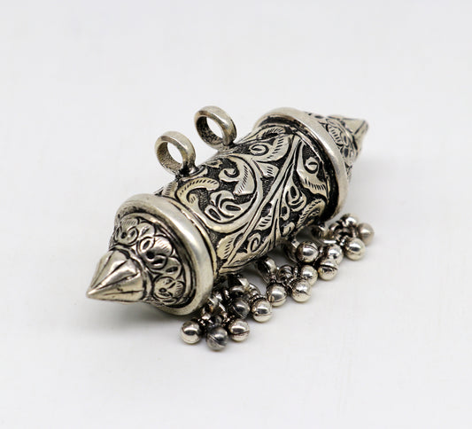 925 sterling silver handmade gorgeous vintage customized design amulet charm pendant, excellent tribal personalized jewelry necklace nsp422 - TRIBAL ORNAMENTS