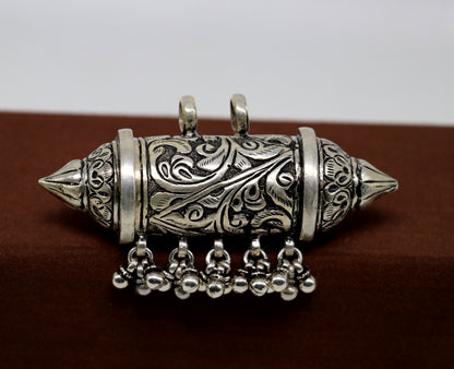 925 sterling silver handmade gorgeous vintage customized design amulet charm pendant, excellent tribal personalized jewelry necklace nsp422 - TRIBAL ORNAMENTS