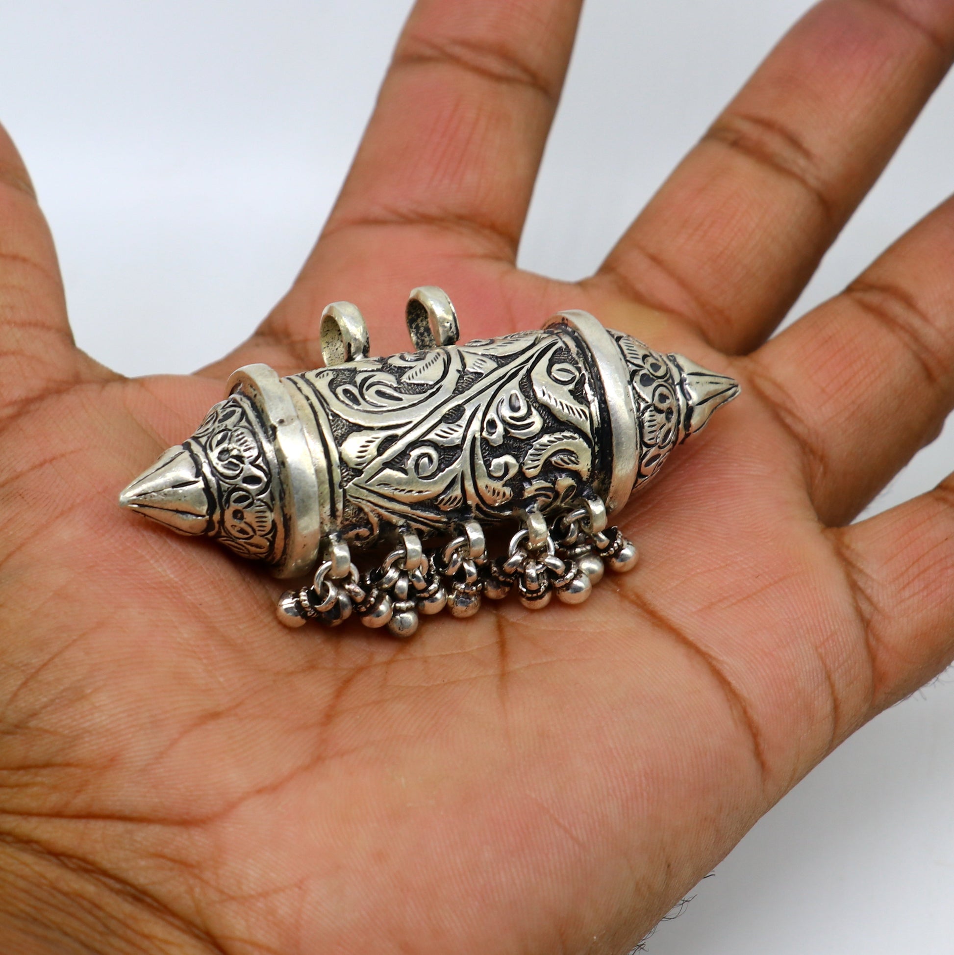 925 sterling silver handmade gorgeous vintage customized design amulet charm pendant, excellent tribal personalized jewelry necklace nsp422 - TRIBAL ORNAMENTS