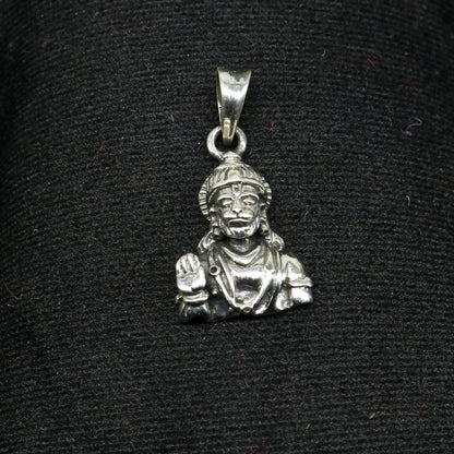 925 sterling silver Lord Hanuman pendant from Tribal Ornaments, detailed handmade Hindu god jewelry for unisex gifting.