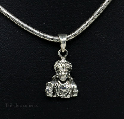 925 sterling silver Lord Hanuman pendant from Tribal Ornaments, unisex Hindu god jewelry with intricate handmade design.