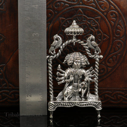 Pure 925 sterling silver handmade Hindu god Lord Panchmukhi Hanuman Statue, amazing designer Divine Sculpture figurine puja article art167 - TRIBAL ORNAMENTS