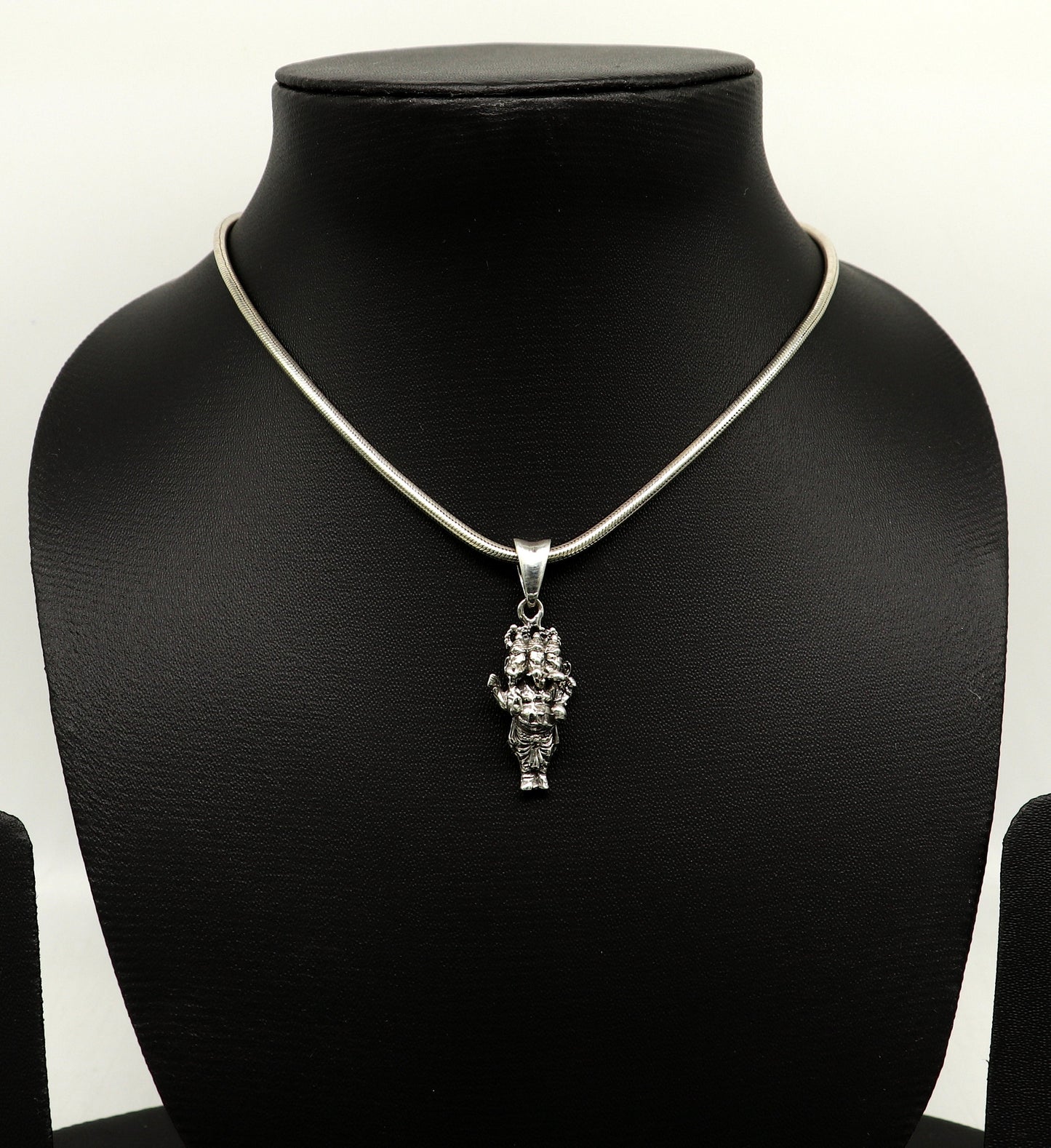 925 sterling silver handmade Hindu idol divine Standing Ganesha, best unisex gifting blessing pendant stylish tribal jewelry India ssp550 - TRIBAL ORNAMENTS