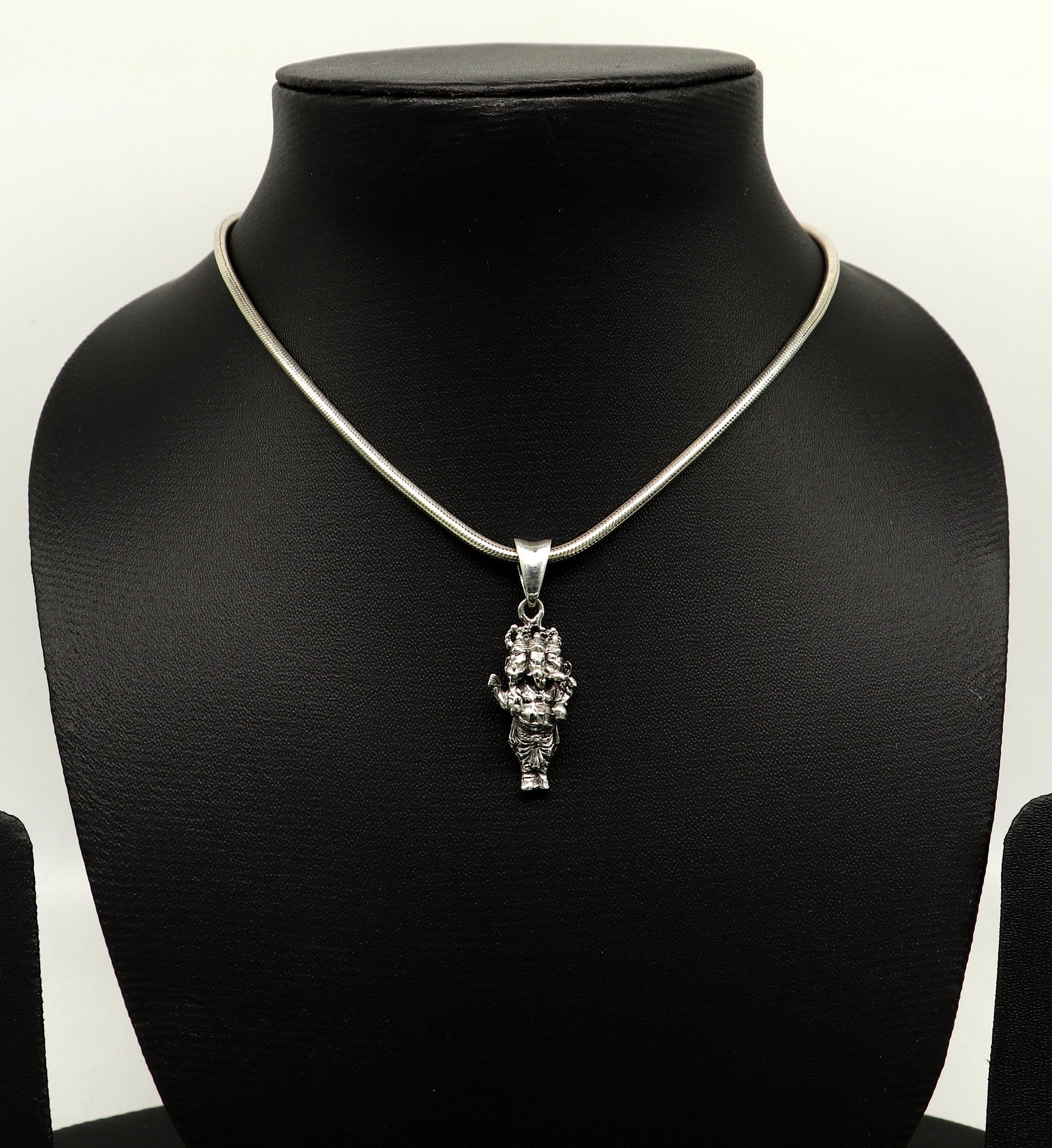 925 sterling silver handmade Hindu idol divine Standing Ganesha, best unisex gifting blessing pendant stylish tribal jewelry India ssp550 - TRIBAL ORNAMENTS