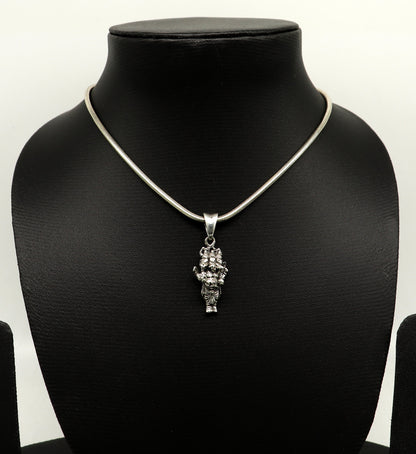 925 sterling silver Ganesha pendant featuring a standing Hindu idol, handcrafted tribal jewelry for unisex blessing and gifting.