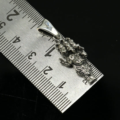 925 sterling silver Ganesha pendant featuring a standing Hindu idol, unisex tribal jewelry, handmade blessing gift.
