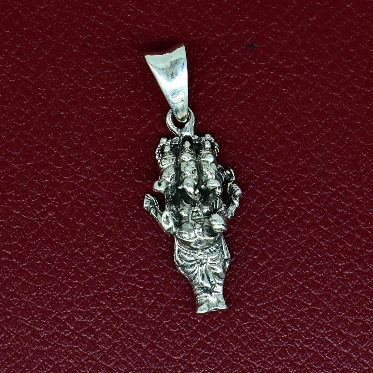 925 sterling silver handmade Hindu idol divine Standing Ganesha, best unisex gifting blessing pendant stylish tribal jewelry India ssp550 - TRIBAL ORNAMENTS