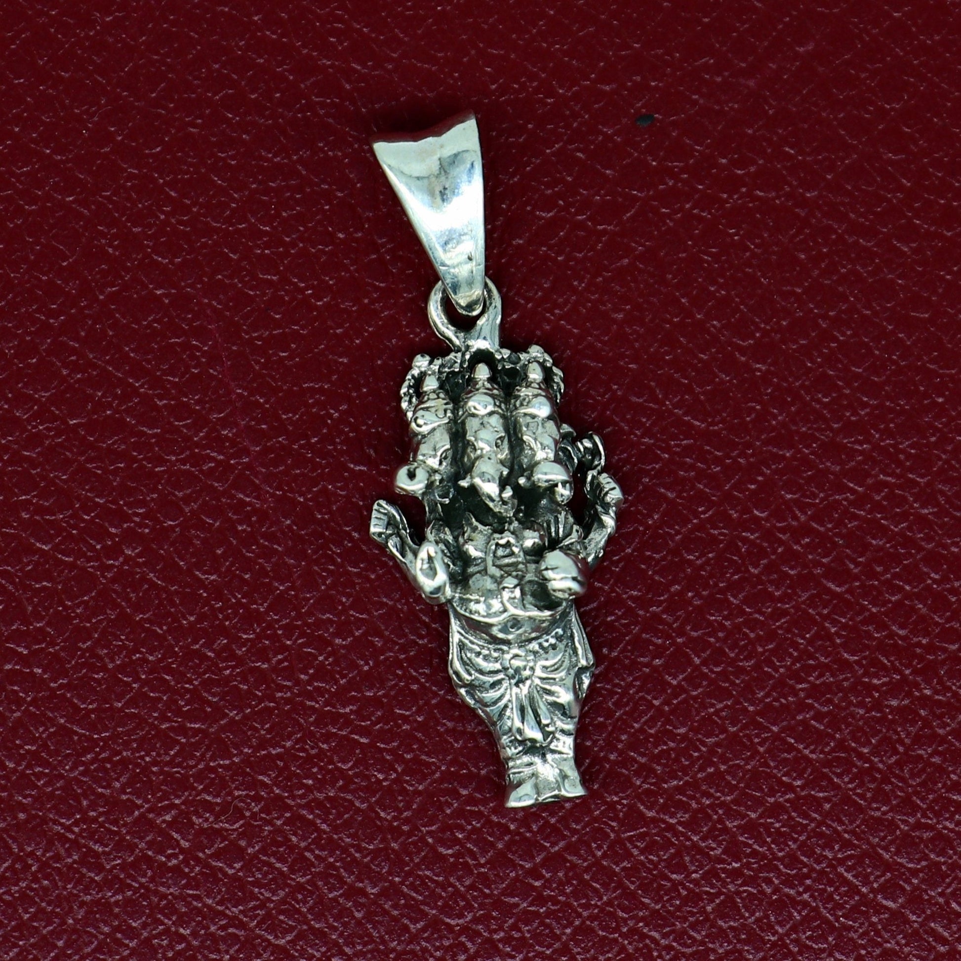 925 sterling silver handmade Hindu idol divine Standing Ganesha, best unisex gifting blessing pendant stylish tribal jewelry India ssp550 - TRIBAL ORNAMENTS
