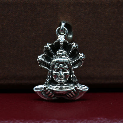 925 sterling silver Shiva pendant by Tribal Ornaments, detailed Hindu idol design, unisex jewelry, perfect for gifting.