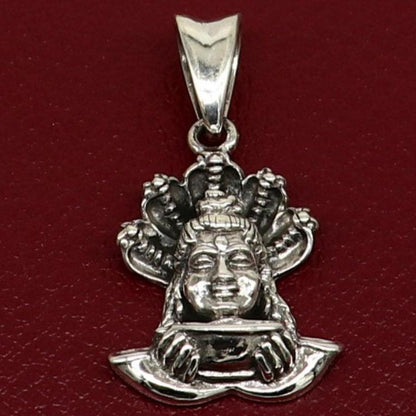 925 sterling silver Shiva pendant by TRIBAL ORNAMENTS, unisex Hindu deity jewelry featuring detailed handmade design.