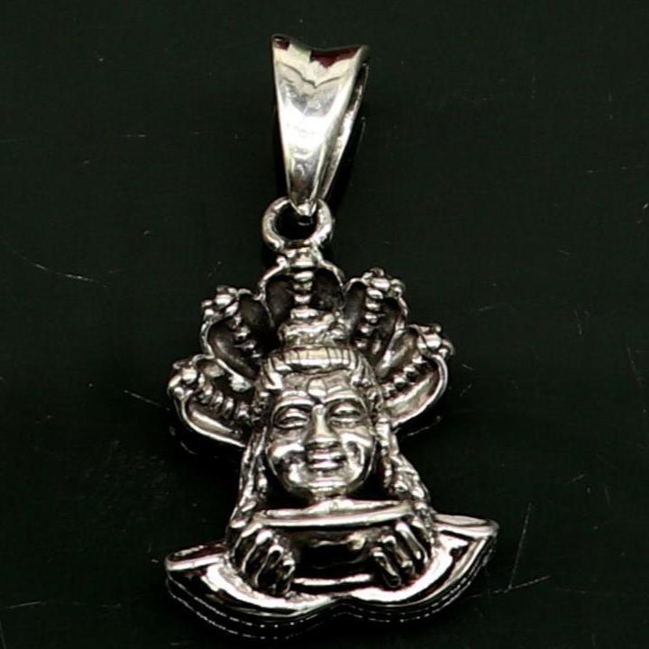 925 sterling silver Shiva pendant by TRIBAL ORNAMENTS, handmade unisex jewelry featuring Hindu God idol design.
