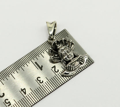 925 sterling silver Shiva pendant by TRIBAL ORNAMENTS, unisex Hindu jewelry featuring handmade divine God Shiva design.