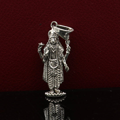 Sterling silver Vishnu pendant, handcrafted unisex jewelry featuring Hindu deity design from Tribal Ornaments.
