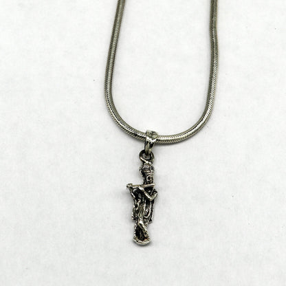 Sterling silver Krishna pendant featuring a Hindu idol design, unisex handmade jewelry by Tribal Ornaments.