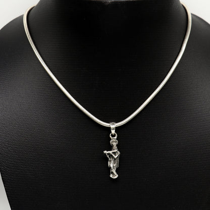 925 sterling silver Krishna pendant, handmade unisex Hindu jewelry featuring detailed idol design and personalized style.