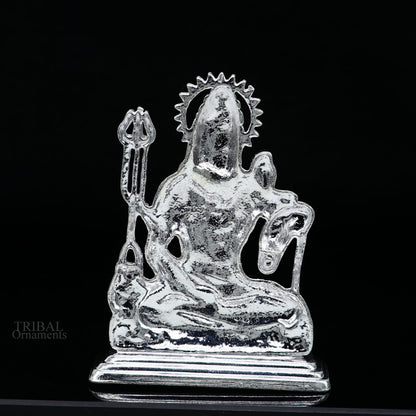 925 Sterling silver handmade hindu idols Lord Shiva with trident stunning statue figurine, puja articles best gift silver article art450 - TRIBAL ORNAMENTS