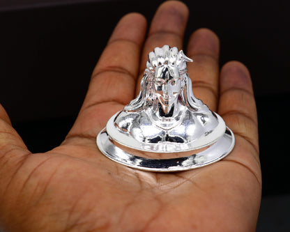 925 Sterling silver handmade hindu Lord Shiva divine statue figurine, puja articles best silver sculpture article for home and car art601 - TRIBAL ORNAMENTS