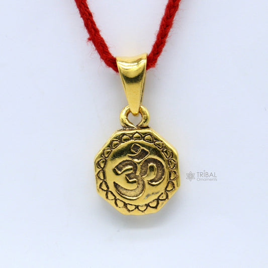 925 sterling silver handmade Hindu mantra 'Aum' OM pendant, amazing stylish good luck pendant jewelry gold polished pendant jewelry nsp609 - TRIBAL ORNAMENTS