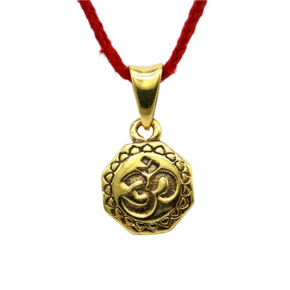 925 sterling silver Hindu mantra 'Aum' OM pendant with gold polish, stylish good luck jewelry by TRIBAL ORNAMENTS