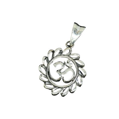 Sterling silver Hindu mantra Aum OM pendant from Tribal Ornaments, stylish unisex personalized jewelry with intricate design.