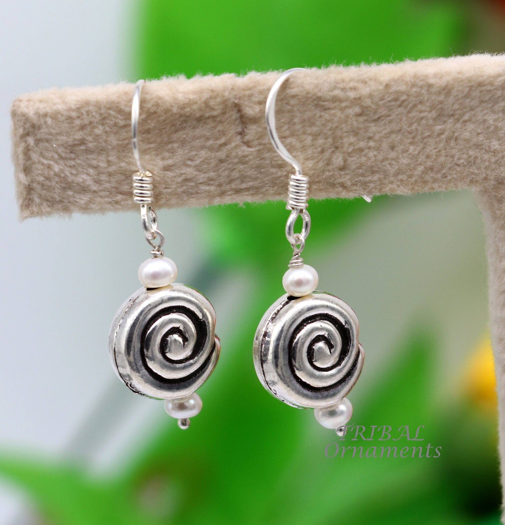 925 sterling silver handmade hook earrings, fabulous hanging pretty bells drop dangle earrings tribal ethnic jewelry from India s1088 - TRIBAL ORNAMENTS