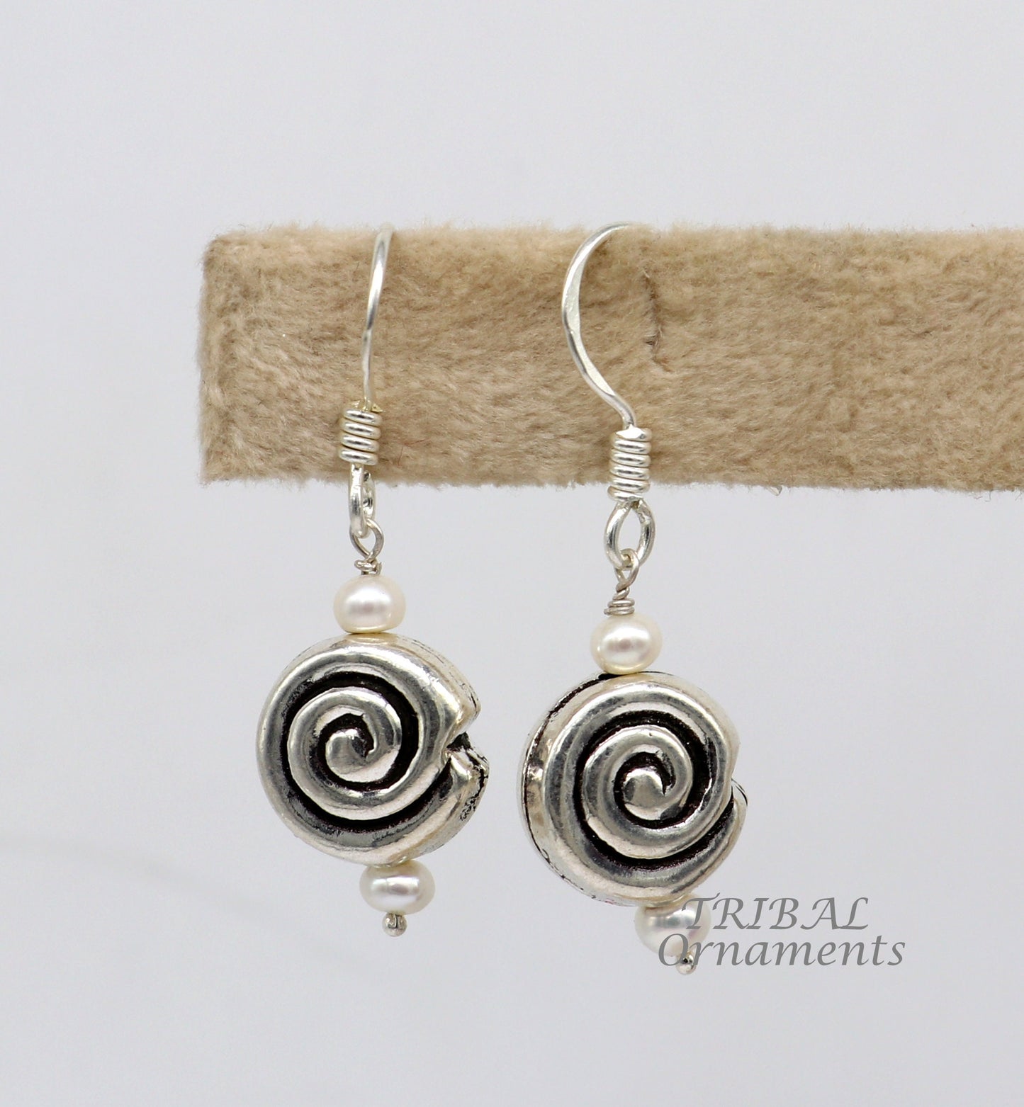 925 sterling silver handmade hook earrings, fabulous hanging pretty bells drop dangle earrings tribal ethnic jewelry from India s1088 - TRIBAL ORNAMENTS