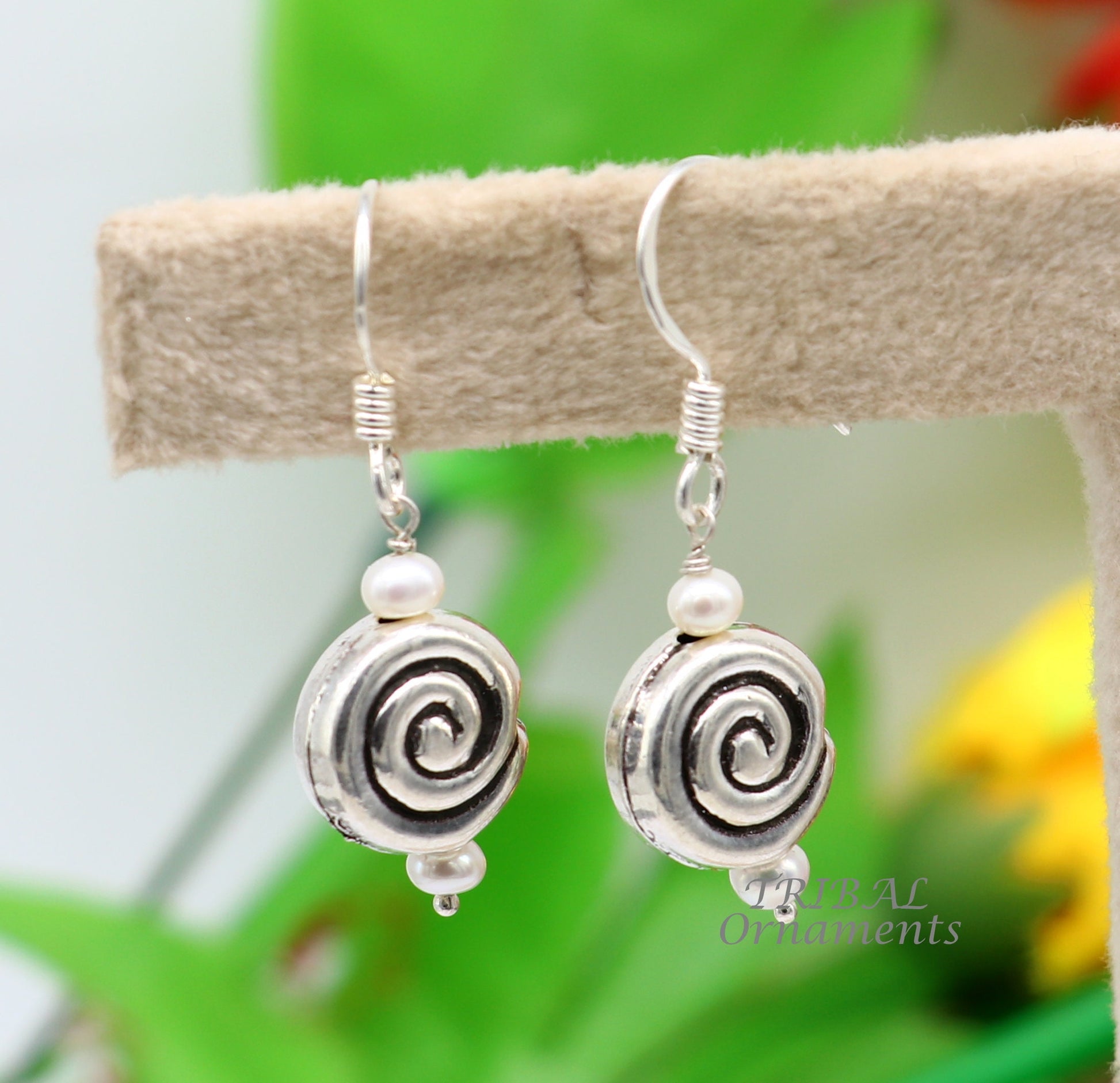 925 sterling silver handmade hook earrings, fabulous hanging pretty bells drop dangle earrings tribal ethnic jewelry from India s1088 - TRIBAL ORNAMENTS