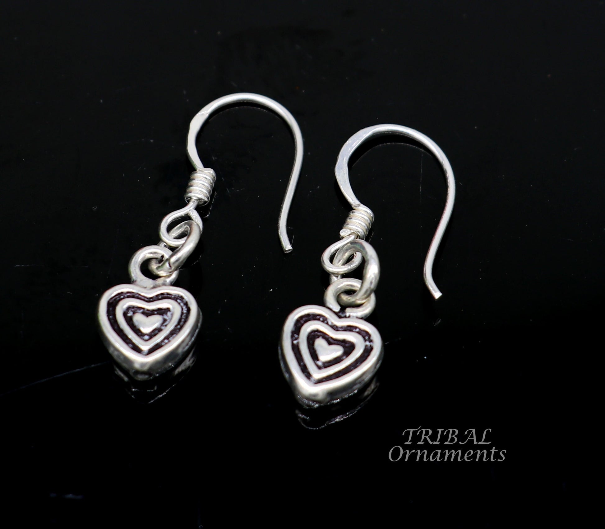 925 sterling silver handmade hook earrings, fabulous hanging pretty bells drop dangle earrings tribal ethnic jewelry from India s1089 - TRIBAL ORNAMENTS