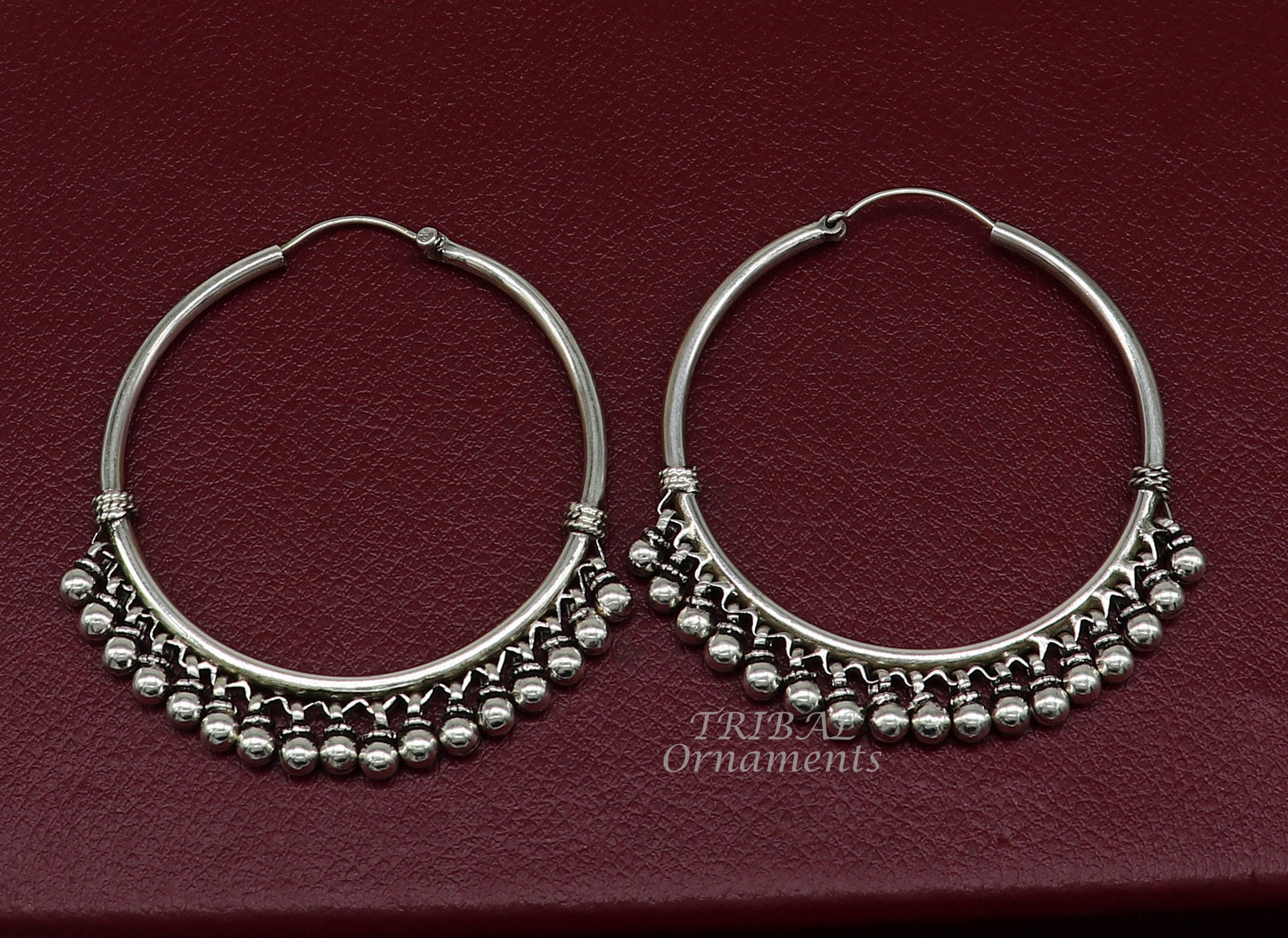 925 sterling silver handmade hoop earring elegant delegate Bali, hanging bells, hook, hoop gifting gorgeous tribal customized jewelry s1116 - TRIBAL ORNAMENTS