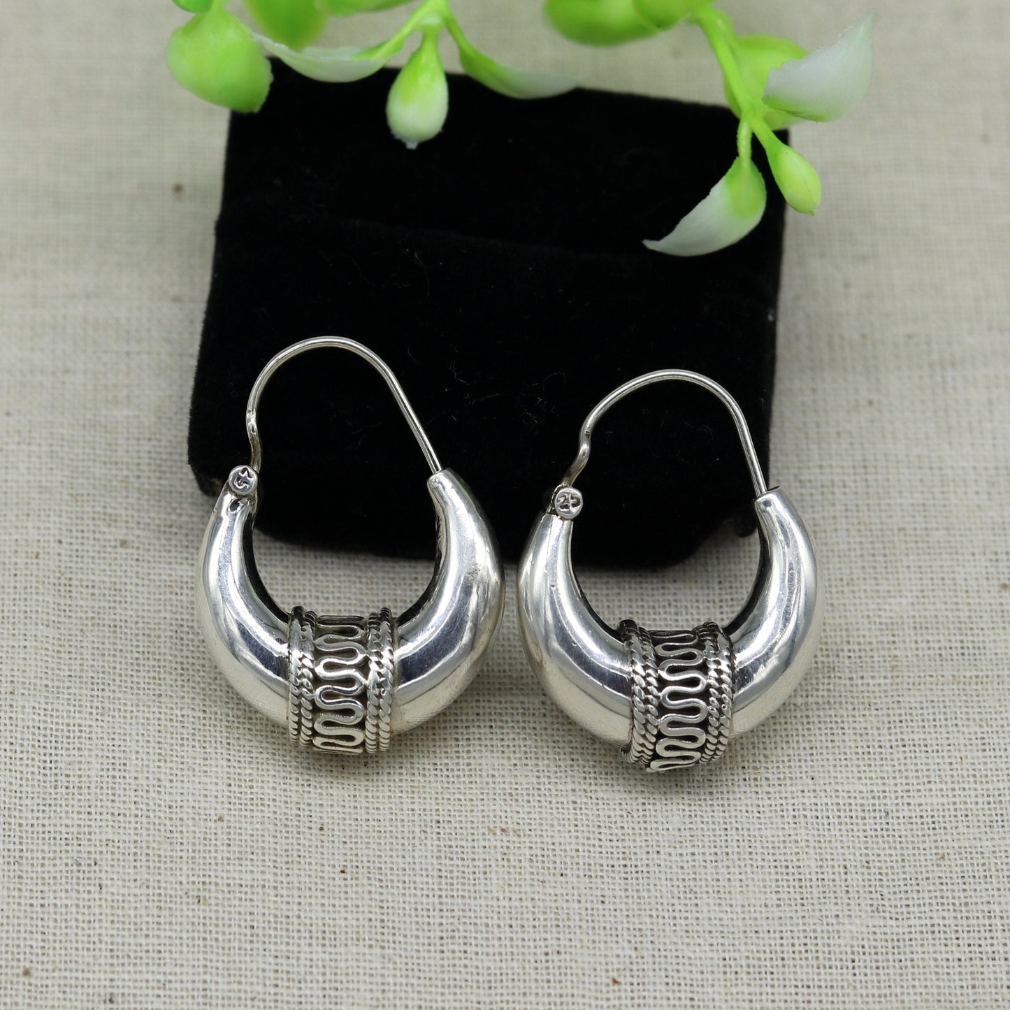 925 sterling silver handmade hoops stud earring bali, excellent customized stylish belly dance personalized gift tribal ethnic jewelry ske10 - TRIBAL ORNAMENTS