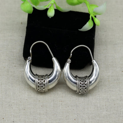 925 sterling silver handmade hoops stud earring bali, excellent customized stylish belly dance personalized gift tribal ethnic jewelry ske10 - TRIBAL ORNAMENTS