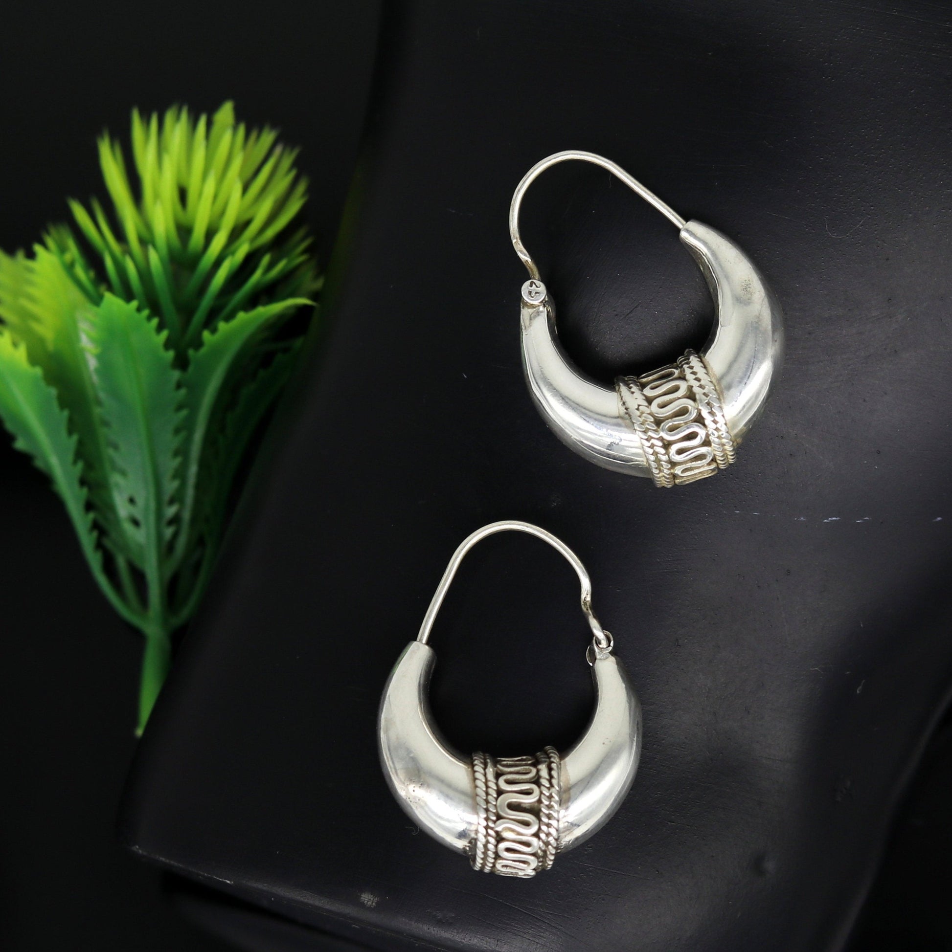 925 sterling silver handmade hoops stud earring bali, excellent customized stylish belly dance personalized gift tribal ethnic jewelry ske10 - TRIBAL ORNAMENTS