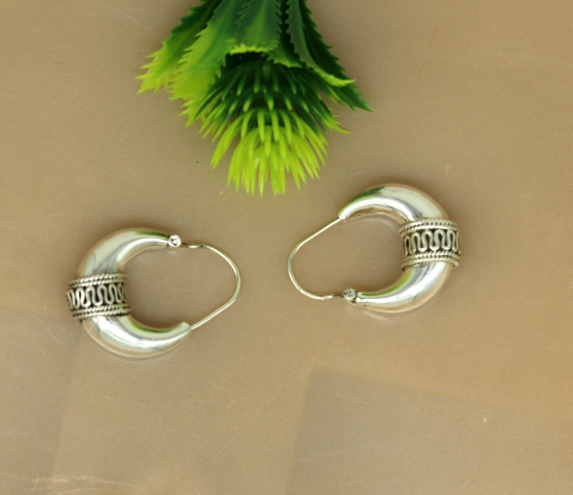 925 sterling silver handmade hoops stud earring bali, excellent customized stylish belly dance personalized gift tribal ethnic jewelry ske10 - TRIBAL ORNAMENTS