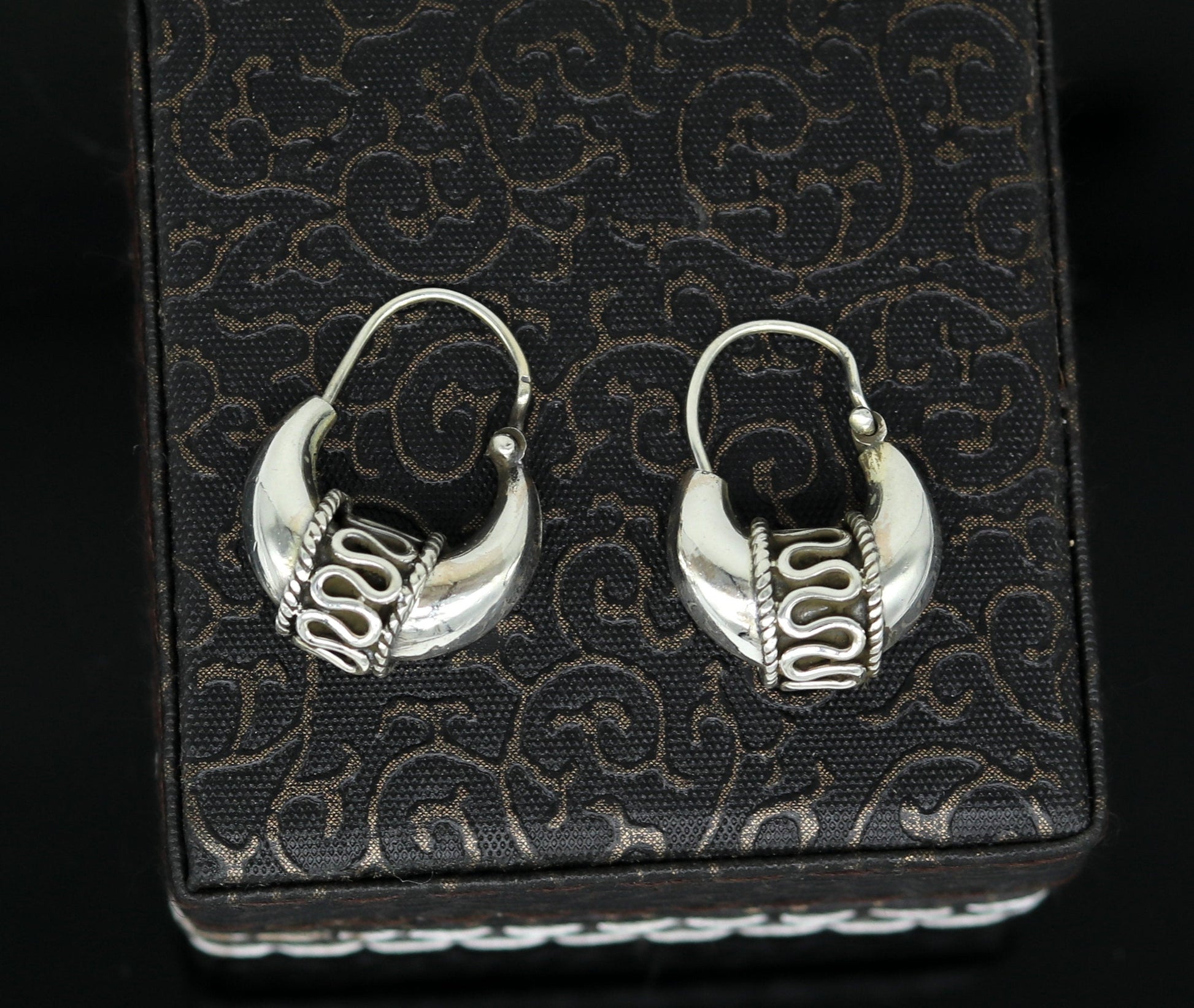 925 sterling silver handmade hoops stud earring bali, excellent customized stylish belly dance personalized gift tribal ethnic jewelry ske15 - TRIBAL ORNAMENTS