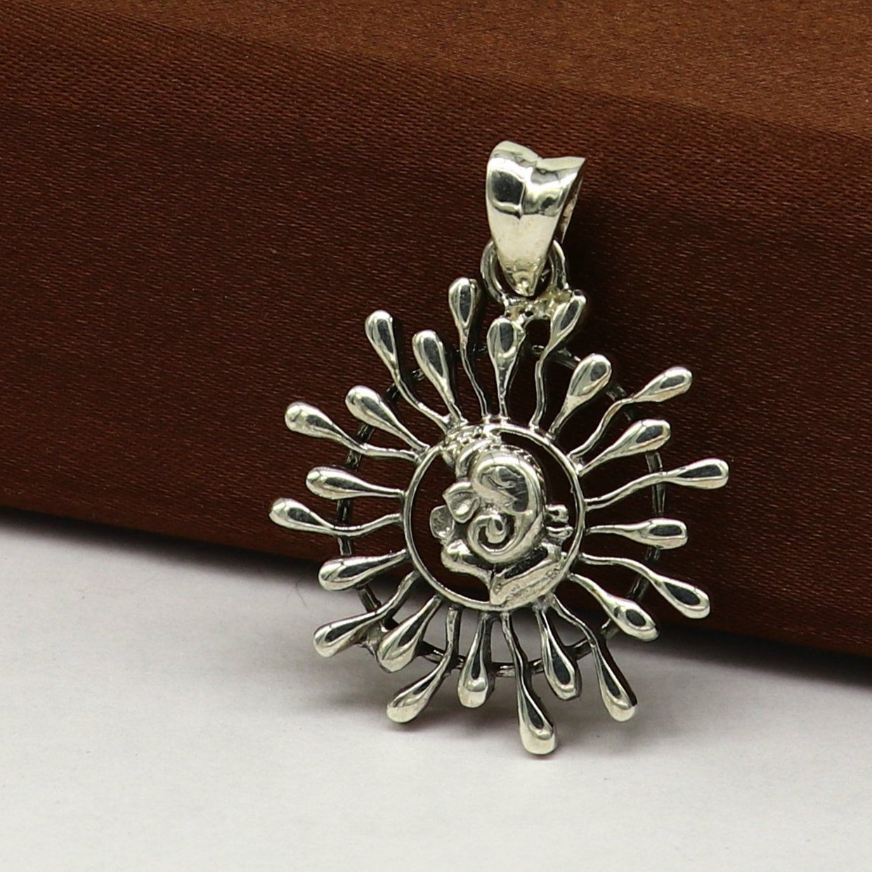 925 sterling silver handmade idol Ganesha floral pendant, amazing stylish unisex pendant locket personalized jewelry tribal jewelry ssp476 - TRIBAL ORNAMENTS