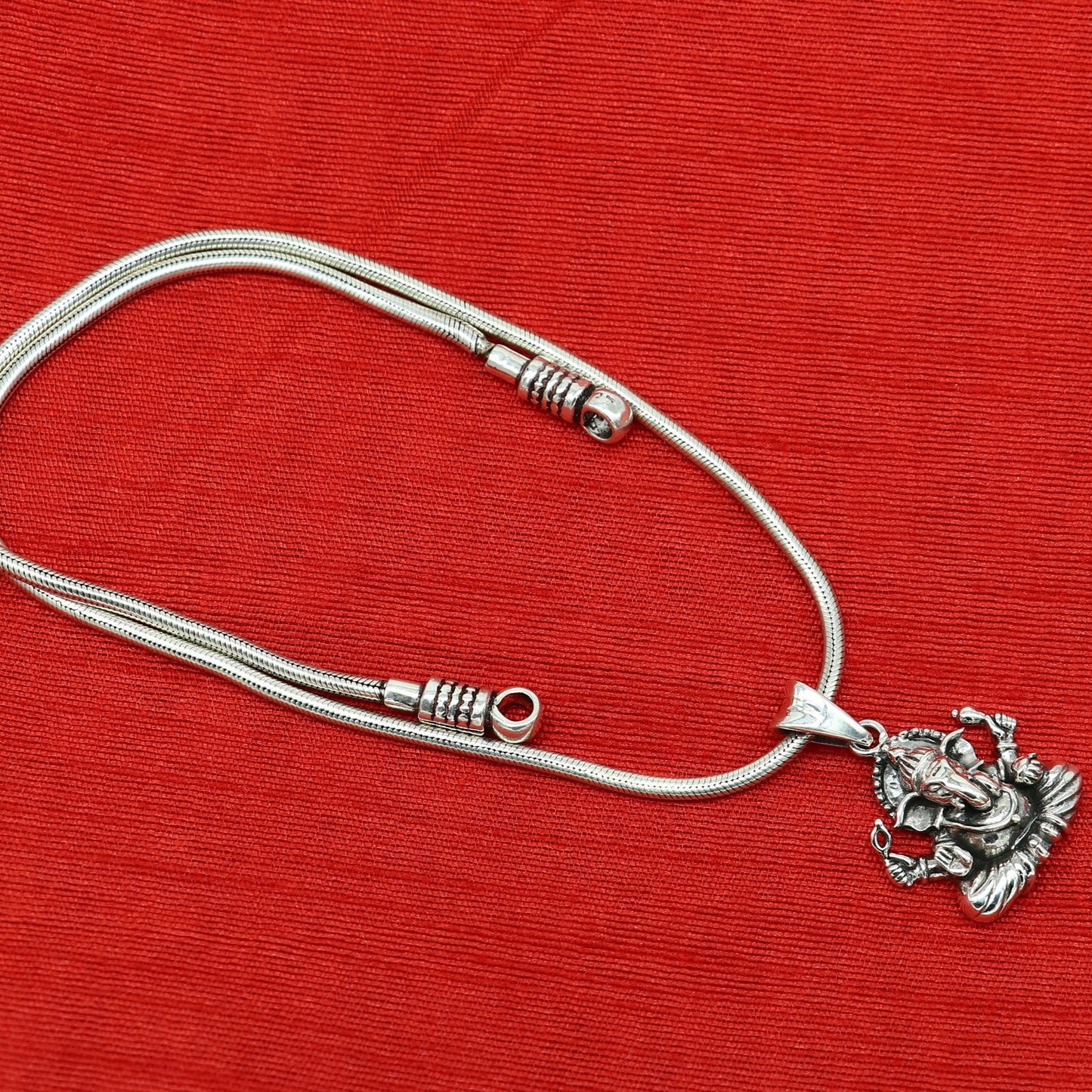 925 sterling silver Ganesha pendant, unisex tribal jewelry featuring a detailed handmade idol design and personalized style.