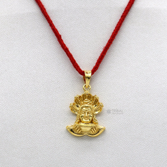925 sterling silver handmade idol God Shiva pendant, amazing designer gold polished silver mahakal pendant unisex gifting jewelry nsp597 - TRIBAL ORNAMENTS