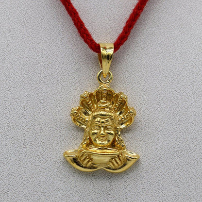 925 sterling silver Mahakal pendant with gold polish, unisex Shiva idol jewelry by TRIBAL ORNAMENTS, handcrafted designer pendant.
