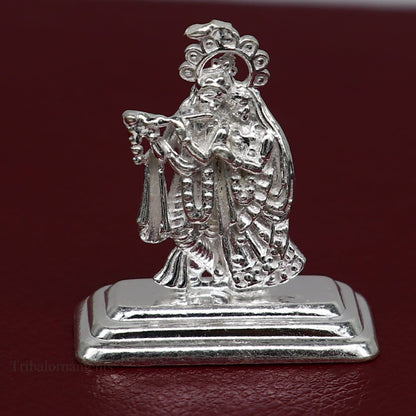 Solid sterling silver handmade idol Radha krishna tiny statue, amazing design lord krishna figurine jewelry tribal jewelry art85 - TRIBAL ORNAMENTS