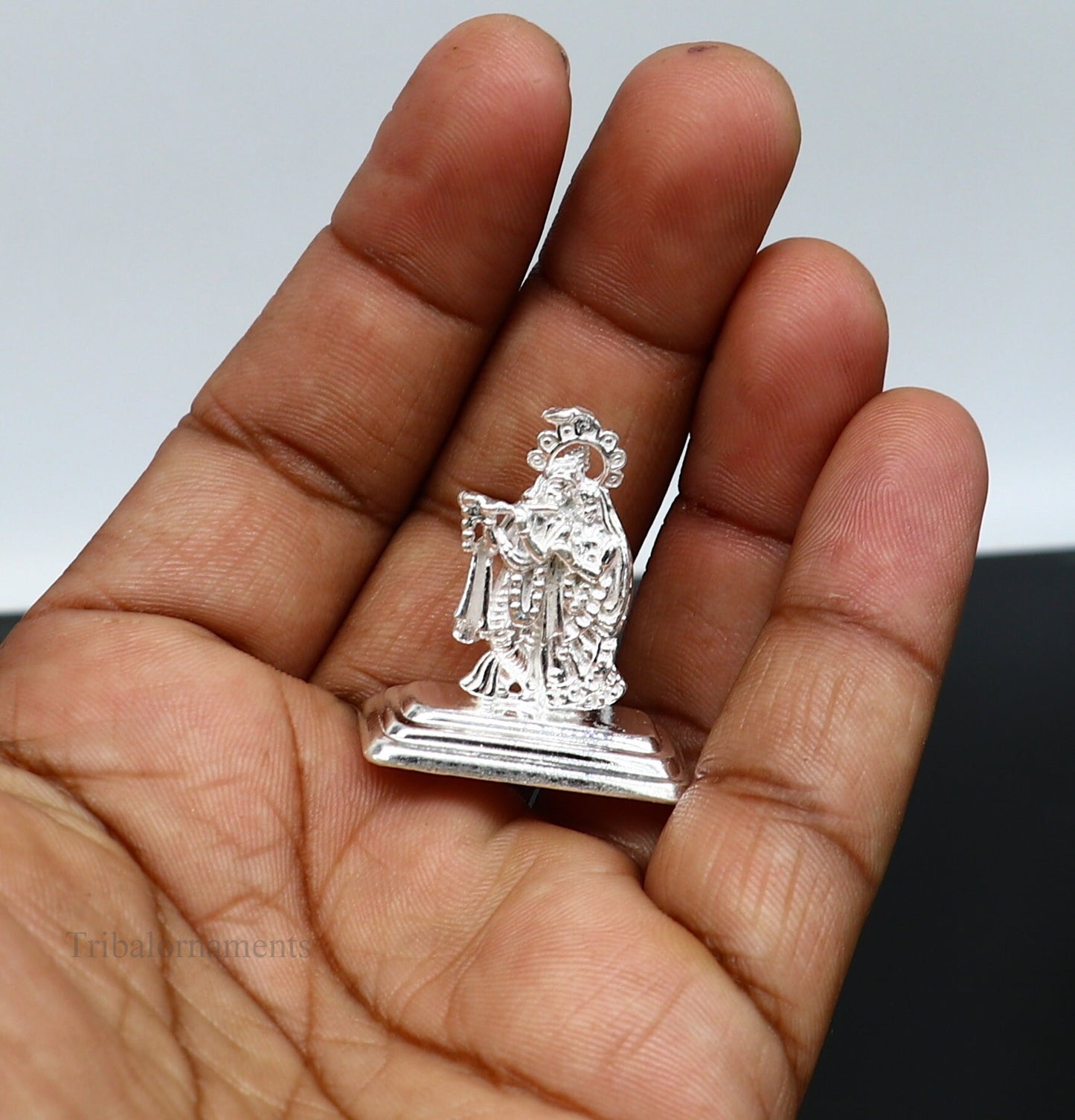 Solid sterling silver handmade idol Radha krishna tiny statue, amazing design lord krishna figurine jewelry tribal jewelry art85 - TRIBAL ORNAMENTS